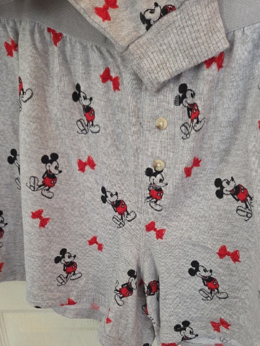 American Eagle Outfitters Light Gray Mickey Mouse Pajama Set with Red Accents - Picture 6 of 8